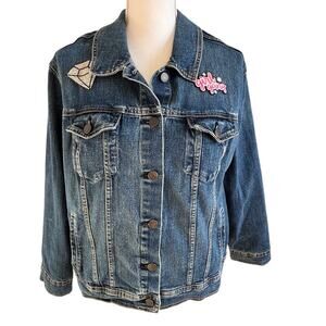 Old Navy Jean Jacket Custom Embellished Size XXL Heavy Beading Applique